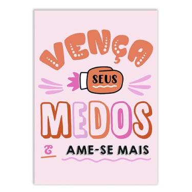 Imagem de Placa Decorativa Frases Vença Seus Medos Decoração Poster Quarto Sala