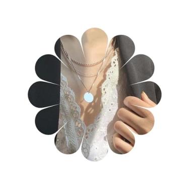 Imagem de Ximdble Colar vintage em camadas com pingente de moeda, gargantilha de moeda, corrente de bola, colar em camadas, moeda, disco, joia para mulheres, Zinco, Sem Pedra Preciosa