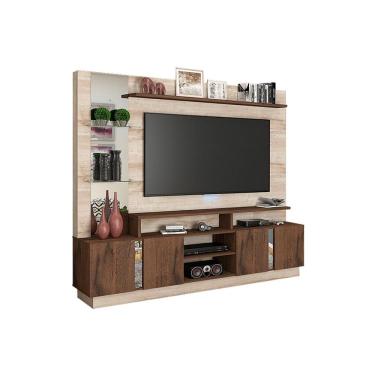 Imagem de Home p/ TV até 55 Pol Munique c/ 4 Portas e Nichos Rústico/Café - Permóbili