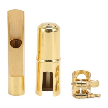 Imagem de RiToEasysports Bocal de Bronze Sax Alto, Bocal de Saxofone de Metal de 5 Ponta Com Ligadura de Tampa para Iniciantes Profissionais