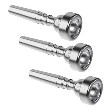 Imagem de JunZheHub Conjunto de 3 Boquilhas para Trompete, Acessórios para Instrumentos Musicais, Peças de Reposição para Instrumentos de Feitos de Cobre para Inici, Prata