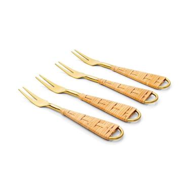 Imagem de Conjunto De Talheres Copa E Cia Para Aperitivo Finger Food 4 Peças Garbo Rattan
