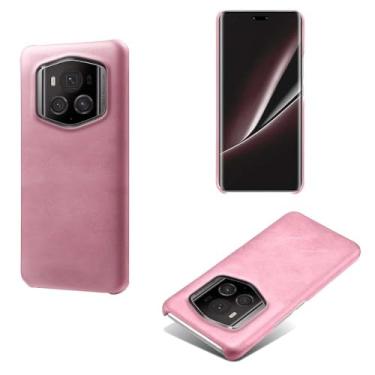 Imagem de Capa para Honor Magic 6 RSR,Proteção contra quedas,Casca de volta de cor sólida simples,Design de couro de imitação de plástico-Pink