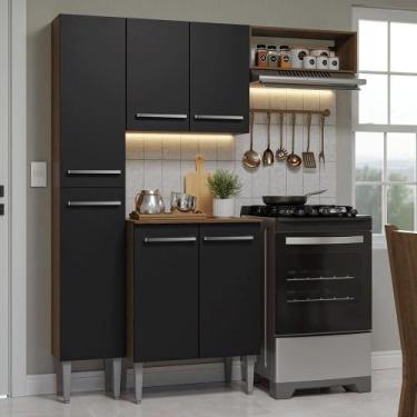 Imagem de Armário de Cozinha Compacta 156 cm Rustic/Preto Emilly Madesa 01, Rust