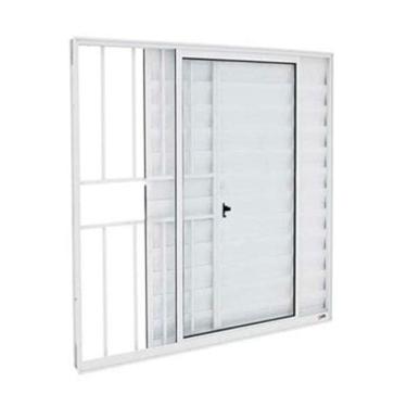 Imagem de Veneziana 3 Folhas Aluminio Branco 1,00x1,00 C/grade 