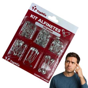 Imagem de Kit 135 Alfinete De Segurança Costura Fralda 6 Tamanhos C 135 Unidades