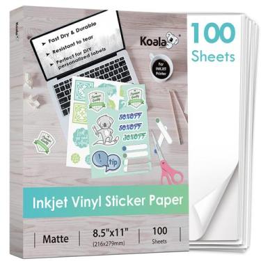 Imagem de Papel adesivo Koala imprimível em vinil para impressora a jato de tint