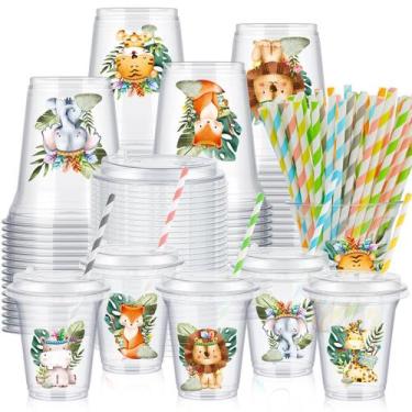 Imagem de Copos plásticos descartáveis FoldTier Jungle Safari 400mL (60)