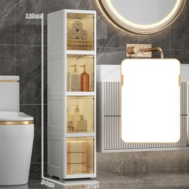 Imagem de Acouto Armário de Armazenamento de Piso de Banheiro de Plástico Estreito Com Gavetas Claras e Rodízios Rolantes para Pequenos Espaços Organização (4 Nível)