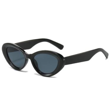 Imagem de Óculos de sol estilo gatinho feminino, armação estilo gatinho, proteção UV400 (preto e cinza)