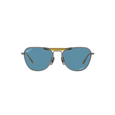 Imagem de Ray-Ban Óculos De Sol Aviador Titânio Rb8064, Semi-Brilho, Estanho/Azul, Polarizados, 53 Mm