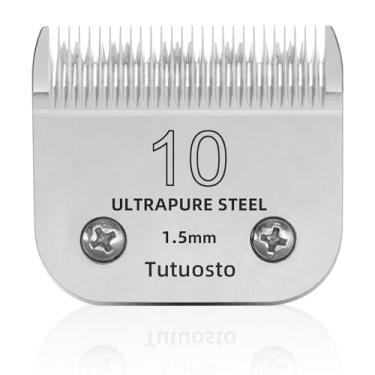 Imagem de 10# Lâminas de tosquiadeira para animais de estimação Lâminas de substituição Lâmina de cerâmica destacável e lâmina de aço inoxidável compatível com cortadores de cachorro andis/wahl/Oster Tamanho-10