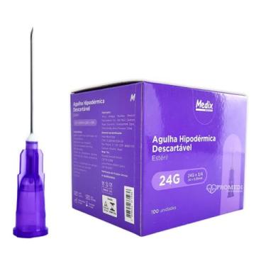 Imagem de Agulha Hipodérmica Descartável 20 x 0,55mm (24g x 3/4) - Caixa com 100 Unidades