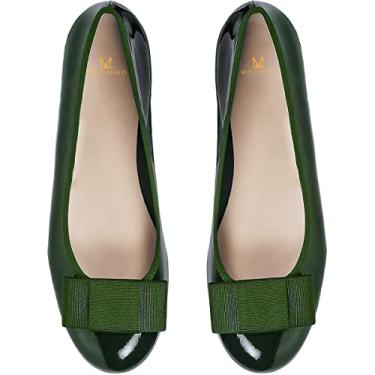 Imagem de MOOMMO Sapatos femininos de salto baixo e grosso, laços, bico redondo, fechado, salto em bloco, sandálias para vestido, sandálias sem cadarço, sapatos rasteiros, dois tons, senhoras, meninas