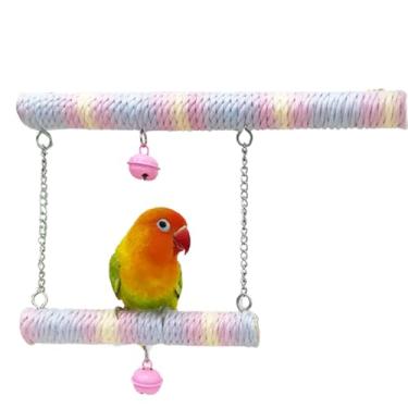 Imagem de Baloiço de pássaro, brinquedo de poleiros de corda de algodão colorido, brinquedos de pendurar na gaiola para vários papagaios brincarem juntos, adequado para periquitos, periquitos, calopsitas