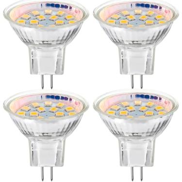 Imagem de Pacote com 4 lâmpadas de paisagem MR11 2W LED AC/DC 12V 24V GU4 base bi-pin 20W substituição de halogênio para luz de inundação de paisagem externa com capa transparente sob iluminação de disco de