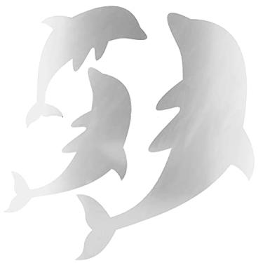 Imagem de ZJchao Espelhos para Decoração de Parede, Adesivos de Espelho Em Forma de Golfinhos, Espelhos de Parede Decorativos Com Filme Protetor e 15pcs Fita Adesiva de Dupla Face para DIY Kids (Prata)