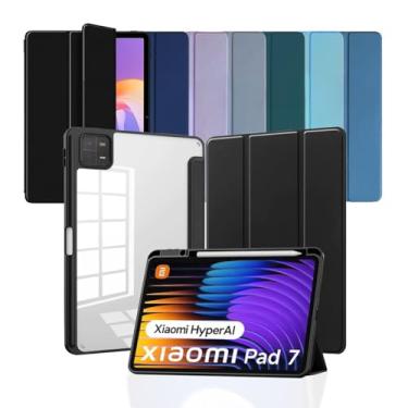 Imagem de Capa Smart Case Xiaomi Pad 7/7 Pro Acrílico - Tampa Magnética Sleep/Wake e Suporte para Caneta - Compatível com Xiaomi Pad 7/7 Pro (2024) (Preto, Apenas Capa)