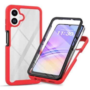 Imagem de Capa protetora de 360° para Samsung Galaxy A06 4G/A06 5G, capa à prova de poeira à prova de choque com protetor de tela temperado integrado, capa protetora de corpo inteiro, capa traseira fina