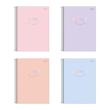 Imagem de Caderno capa dura universitário 10x1 160 fls Happy Tilibra