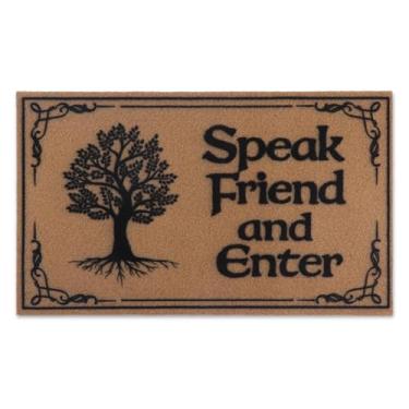 Imagem de Arttown Tapete de porta Speak Friend and Enter Funny Tree Welcome Capacho fundo grosso antiderrapante durável resistente à sujeira tapete de entrada para entrada de varanda e pátio 43 x 76 cm