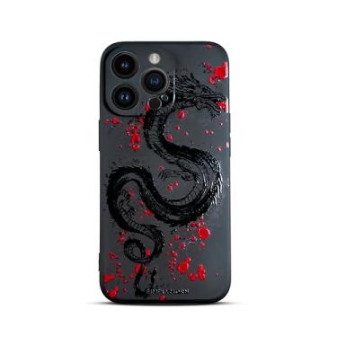 Imagem de SIMPLYMDRN Capa fina para iPhone 13 Pro Max - Design Fera - Capa legal para homens - Capa Dragon Art - Fina e flexível (Dragon X3 Preto)
