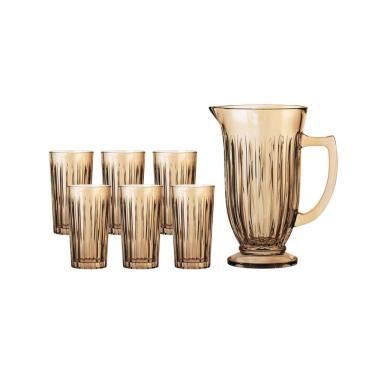 Imagem de Conjunto de Jarra e Copos Hauskraft em Vidro Melina Âmbar – 7 Peças