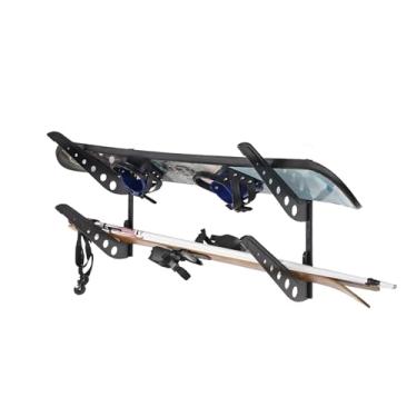Imagem de JUSTOOP 2 suportes de parede para prancha de snowboard, rack de armazenamento ajustável para esqui, prancha de surf, wakeboard, suporte de parede para snowboard, preto