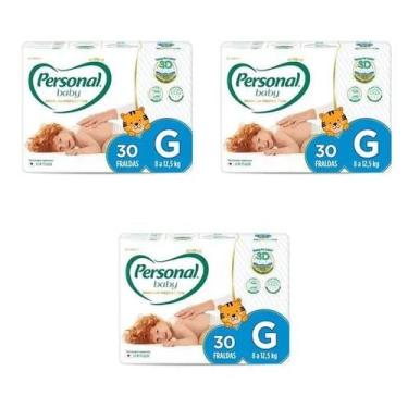 Imagem de Fralda Personal Premium Mega 3 Pacotes Tamanho G Com 30 Unidades Cada