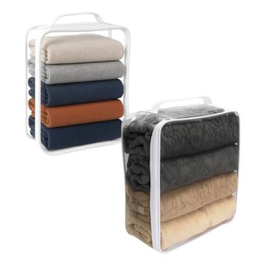 Imagem de Kit 2 Frasqueira Necessaire Organizador Mala Viagem 1 M + 1 G Multiuso Brinquedo Roupas Maquiagem Secador (Branco)