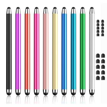Imagem de Caneta Stylus para tela sensível ao toque, pacote com 10 várias cores de metal, caneta Stylus universal 2 em 1, sensibilidade de alta precisão, caneta Stylus para iPad, iPhone, Android, Galaxy