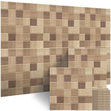 Imagem de BUBOS Painéis acústicos grandes, pacote com 6 painéis de parede à prova de som com impressão de padrão de madeira, tamanho total 70,8 x 47,2 polegadas painéis decorativos absorventes de som para