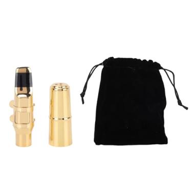 Imagem de SPYMINNPOO Conjunto de Bocais Saxofone Alto, Bocal de Sax de Latão C 6, Com Tampa, Ligadura e Saco de Armazenamento, para um Tom Aprimorado