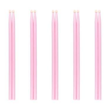 Imagem de SINJEUN 5 pares de baquetas 5A, baquetas de bateria rosa, baquetas de bateria para percussão de instrumentos musicais de bateria