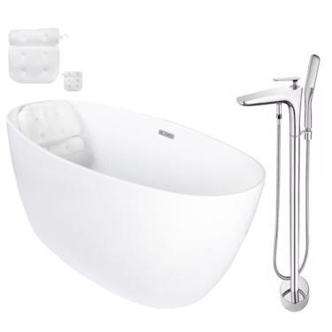 Imagem de Kit Banheira Imersão De Luxo Freestanding 1.50m com Misturador Cromado