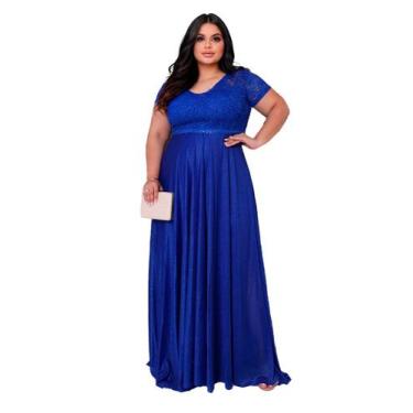 Imagem de Vestido Longo de Festa Plus Size - Glamoor Festa, Azul royal, GG
