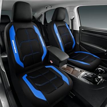 Imagem de Skechers Capas de assento resfriadas a ar e de espuma viscoelástica - capa de assento de carro de couro para fornecimento de conforto e suporte, compatível com airbag para assentos dianteiros, ajuste