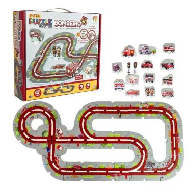 Imagem de Pista Puzzle Divertida 47 Peças Bombeiro - Dm Toys