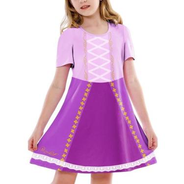 Imagem de Vestido Deerose Girl Halloween de manga curta roxo 5-6 anos