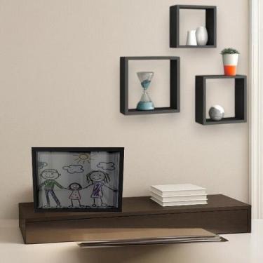 Imagem de Kit Quadro Decorativo 3 Nichos MDF  Conjunto Parede Moderna  Decoração