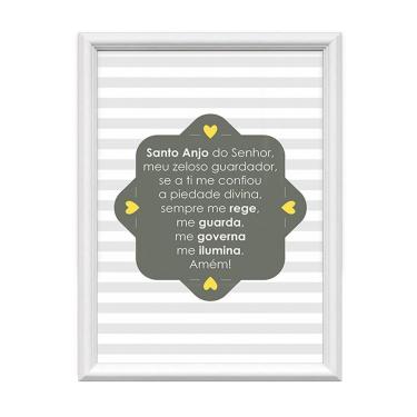 Imagem de Quadro Decorativo Santo Anjo Do Senhor Listrado Amarelo
