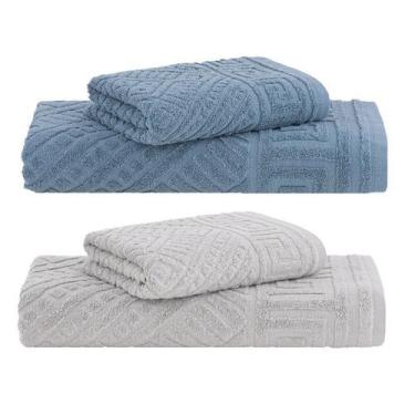Imagem de Jogo Toalhas Banho e Rosto 4 Peças Olimpo Extra Soft Buddemeyer, Azul 