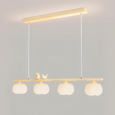 Imagem de Luminária pendente linear LED regulável, ilha de cozinha, 4 luzes, pássaro, flor, teto, luminária pendente, nórdica, moderna, tira longa, lustre linear branco-leite para sala de jantar, casa