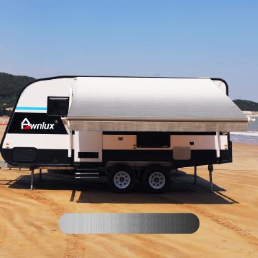 Imagem de Awnlux Tecido de toldo RV de substituição à prova d'água de vinil para toldos de acampamento, ajuste universal, tecido, para-sol, proteção UV, proteção solar, toldo, trailer, toldo, abrigo, cinza, desbota-38 cm (tecido 35,8 cm)
