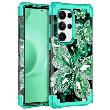 Imagem de Miqala Capa para Galaxy S24 Ultra 5G, que brilha no escuro, três camadas, resistente, à prova de choque, proteção total de plástico rígido + capa protetora de silicone macio para Samsung Galaxy S24