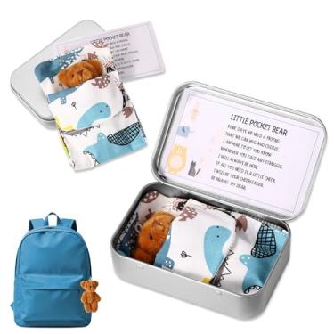 Imagem de Pequeno Bolso Ursinho Abraços Conjunto, Adoráveis Mini Ursos de Pelúcia com Cartão Inspirador Cobertor para Dormir e Caixa Ferro para Amigos Encorajamento e Festa Lembrancinhas