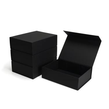 Imagem de Ditwis Pacote com 4 caixas de presente pretas de 27,5 x 19,5 x 8,1 cm