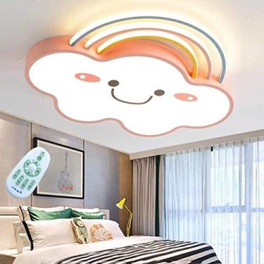 Imagem de Luminária de teto LED moderna para quarto de crianças, luminária de teto com desenho animado em arco-íris e nuvem, lustre para quarto, decoração simples e moderna para meninos e meninas, caf