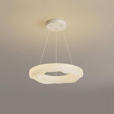 Imagem de Lustre moderno redondo para sala de jantar, luminárias de teto com LED regulável, lustre de flores, luz pendente nórdica branca de leite para ilha de cozinha, sala de estar, luz de teto de 5