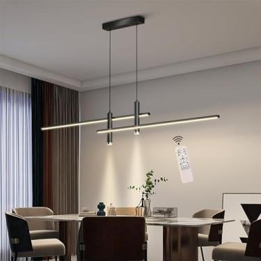 Imagem de Lustre de teto, luminária pendente, luminária pendente de LED para mesa de jantar regulável, luminária pendente para sala de jantar com controle remoto, design criativo simples e moderno, lu